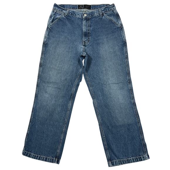 Express Wide Leg Worker Jeans Mens 34x30 Y2K 90s Utility Gorpcore Vintage Baggy